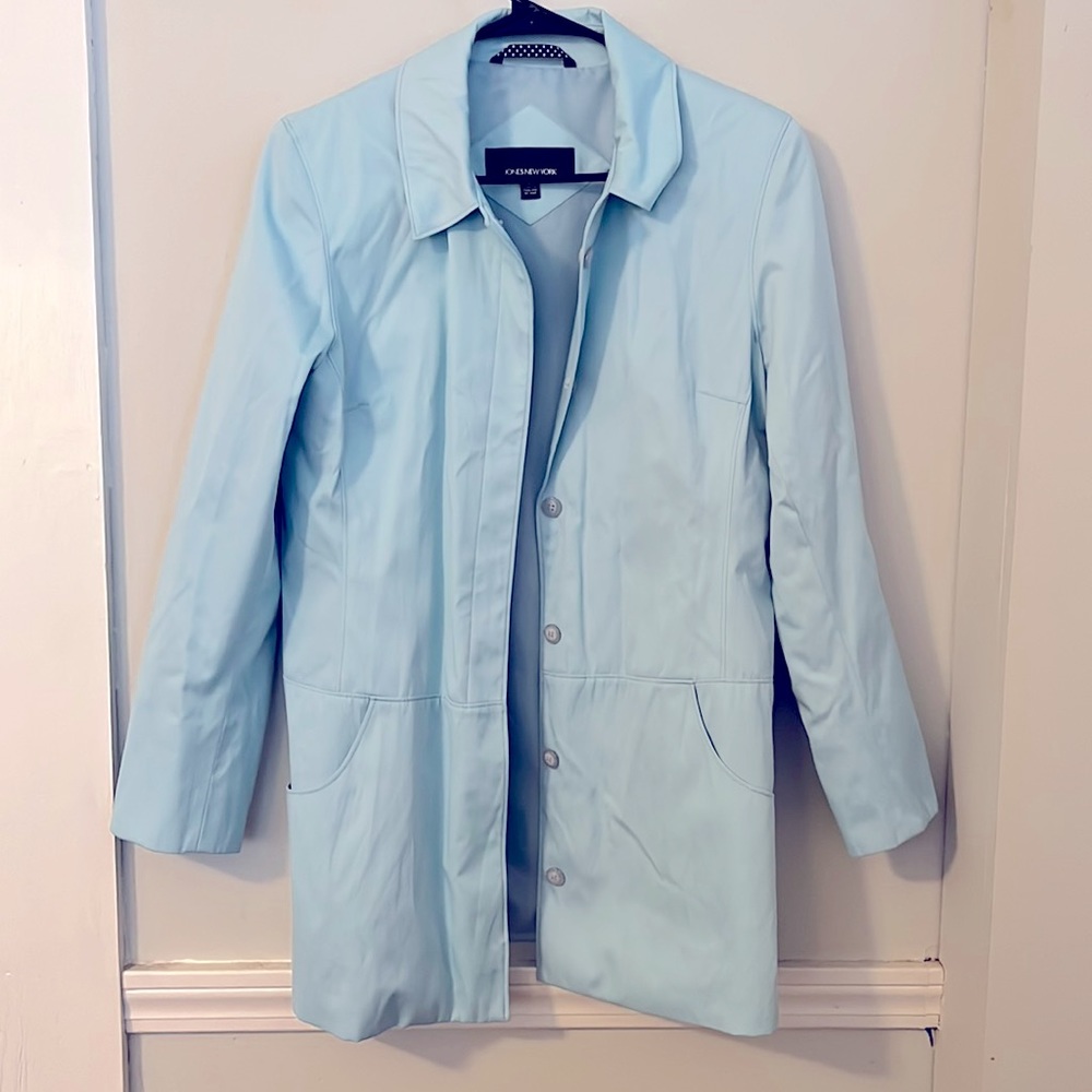 Light blue Jones of New York raincoat jacket